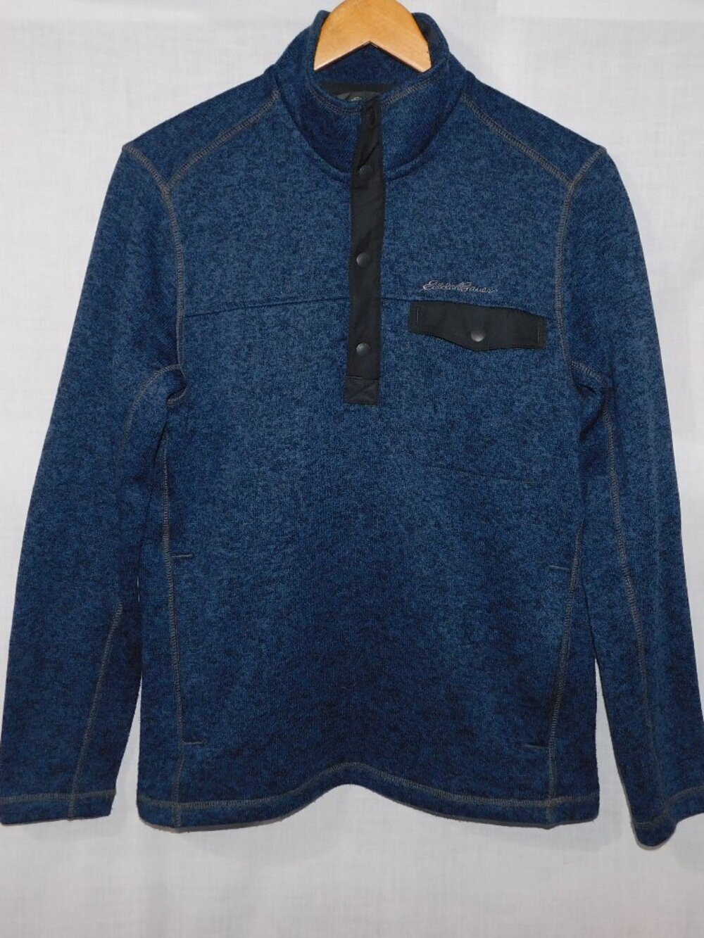 Eddie Bauer Blue Marbled  Radiator Fleece 1/2 Snap Front Pullover Sweater Men S